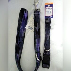 Top Paw Grey Camo Dog Collar and Leash (M)